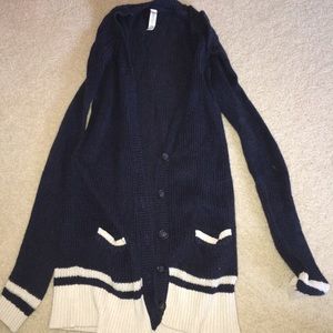 navy cardigan